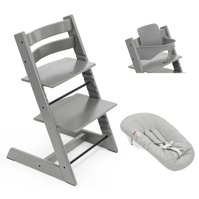 Stokke Tripp Trapp Highchair Newborn & Baby Set Bundle In Storm Grey 1