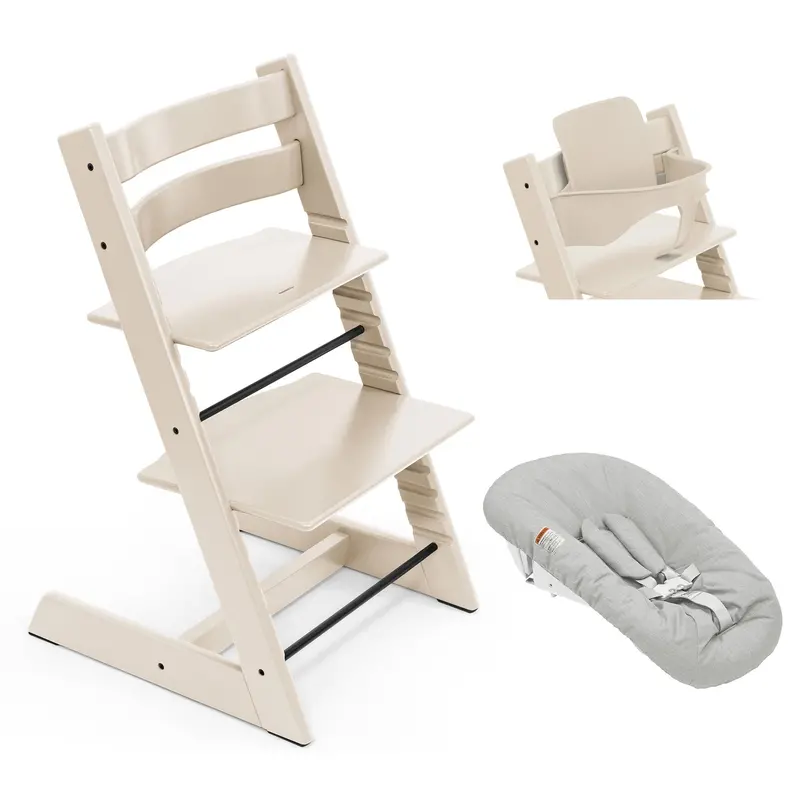 Stokke Tripp Trapp Highchair Newborn & Baby Set Bundle In Vanilla White 1