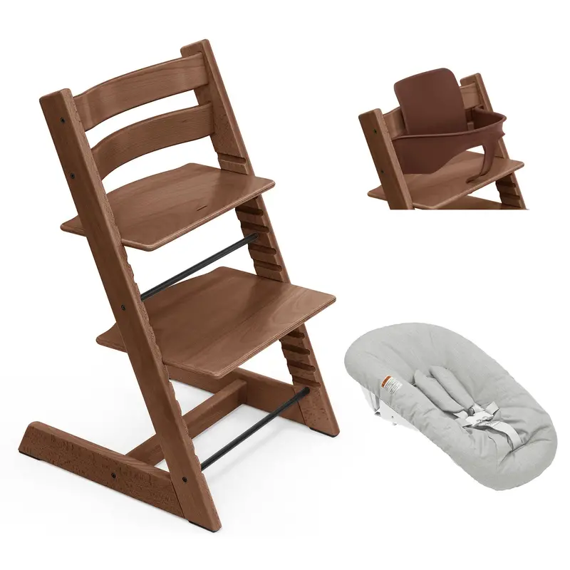 Stokke Tripp Trapp Highchair Newborn & Baby Set Bundle In Warm Brown 1