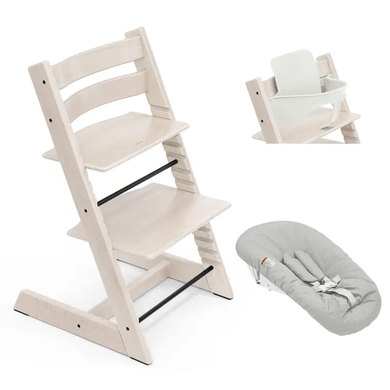 Stokke Tripp Trapp Highchair Newborn & Baby Set Bundle In Whitewash 1