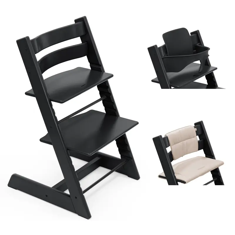 Stokke Tripp Trapp Highchair With Cushion & Baby Set In Black 1