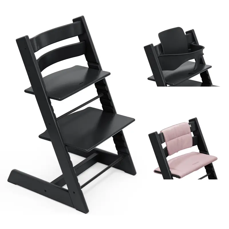 Stokke Tripp Trapp Highchair With Cushion & Baby Set In Black 4