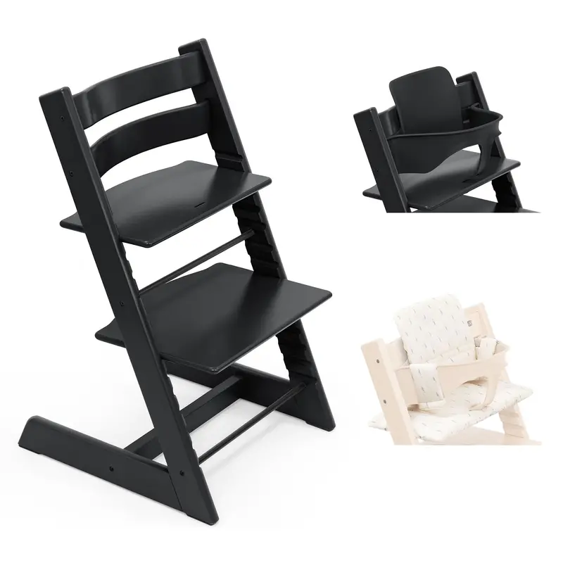 Stokke Tripp Trapp Highchair With Cushion & Baby Set In Black 5
