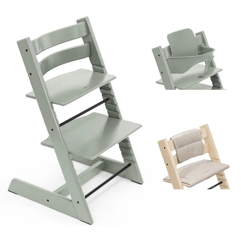 Stokke Tripp Trapp Highchair With Cushion & Baby Set In Glacier Green 1