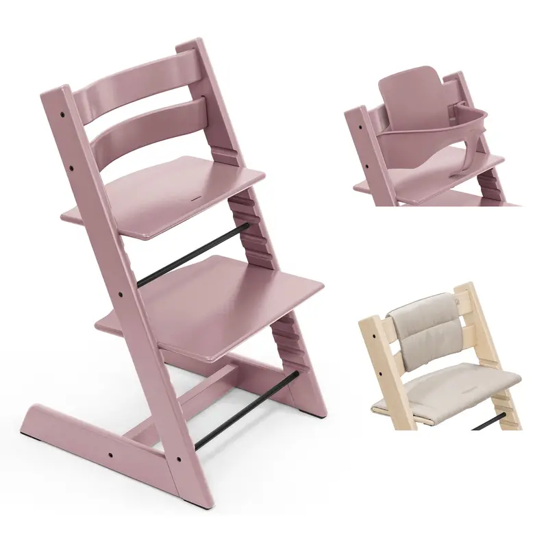 Stokke Tripp Trapp Highchair With Cushion & Baby Set In Heather Mauve 1