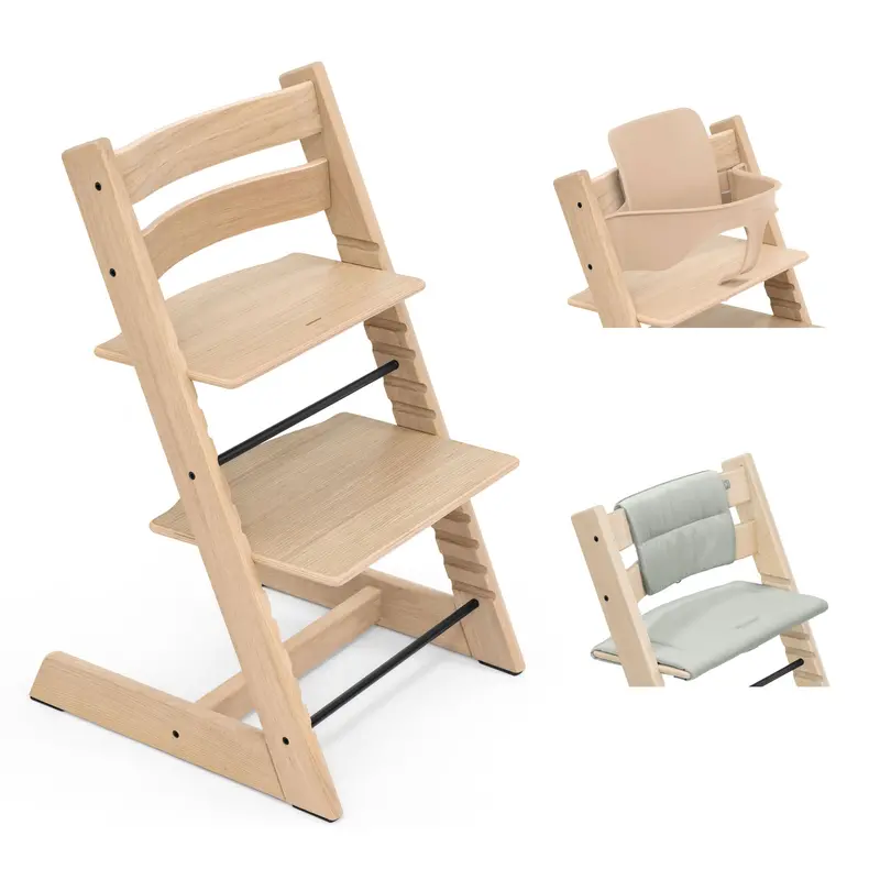 Stokke Tripp Trapp Highchair With Cushion & Baby Set In Natural (Oak) 3