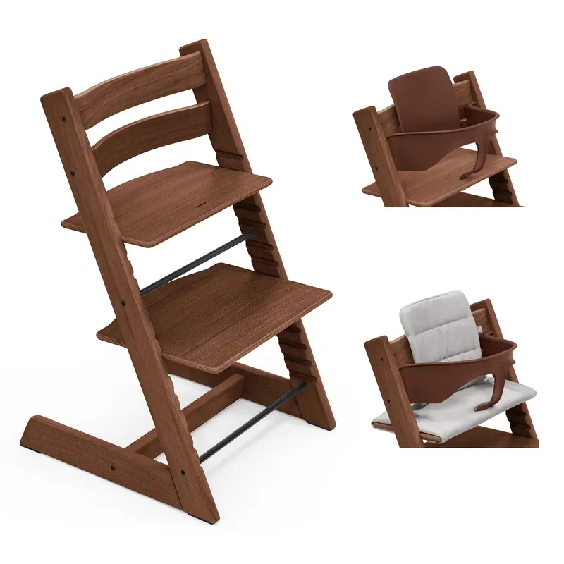 Stokke Tripp Trapp Highchair With Cushion & Baby Set In Oak Warm Brown (Oak) 2