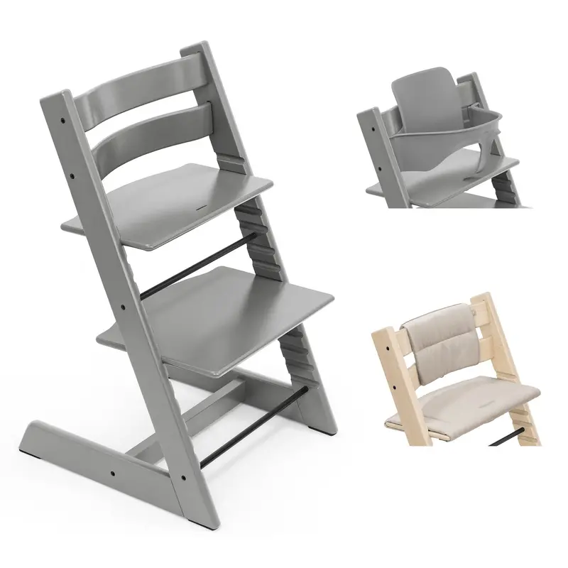 Stokke Tripp Trapp Highchair With Cushion & Baby Set In Storm Grey 1