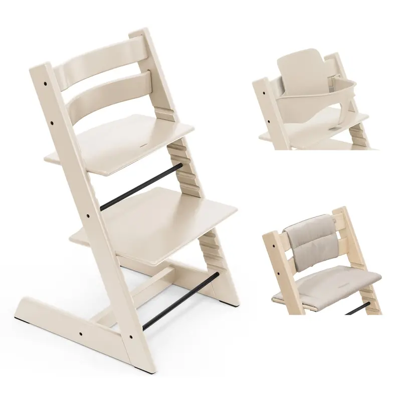 Stokke Tripp Trapp Highchair With Cushion & Baby Set In Vanilla White 1