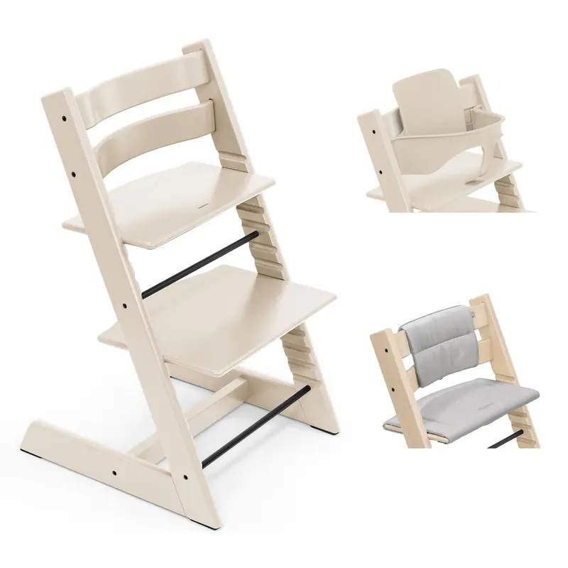 Stokke Tripp Trapp Highchair With Cushion & Baby Set In Vanilla White 2
