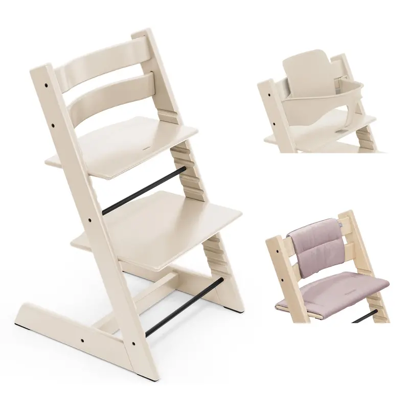 Stokke Tripp Trapp Highchair With Cushion & Baby Set In Vanilla White 4