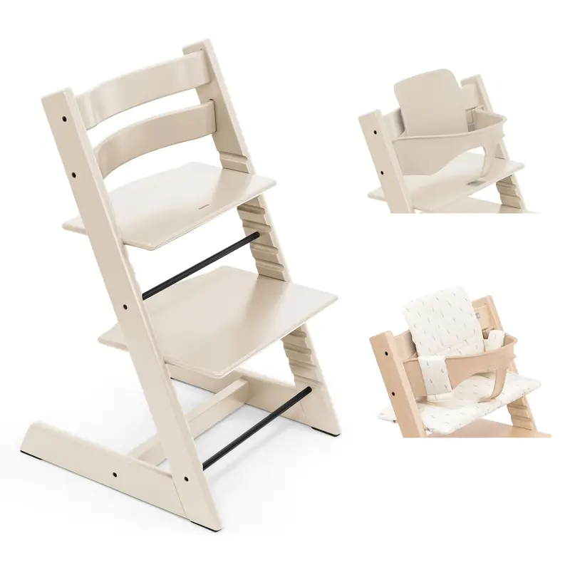 Stokke Tripp Trapp Highchair With Cushion & Baby Set In Vanilla White 5