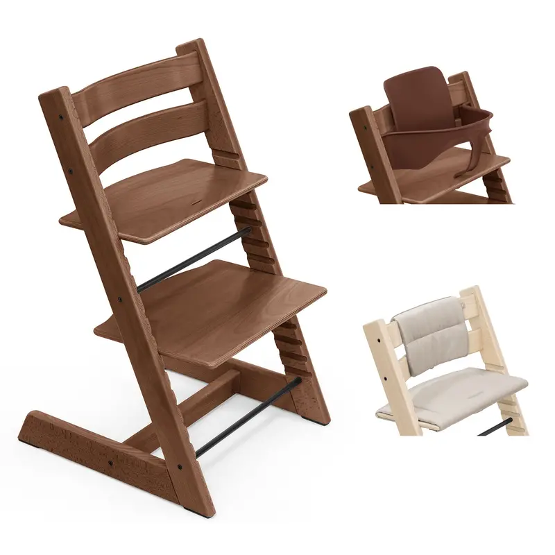 Stokke Tripp Trapp Highchair With Cushion & Baby Set In Warm Brown 1