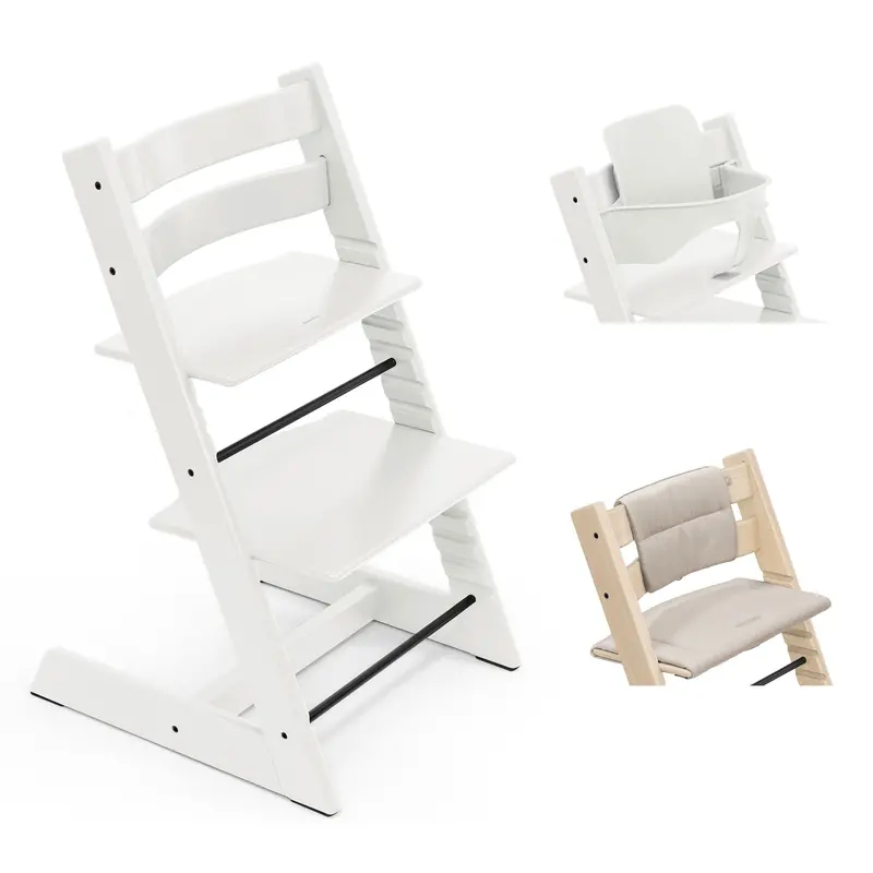 Stokke Tripp Trapp Highchair With Cushion & Baby Set In White 1