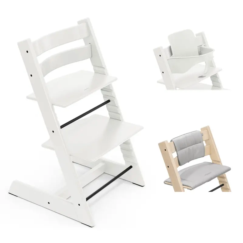 Stokke Tripp Trapp Highchair With Cushion & Baby Set In White 2