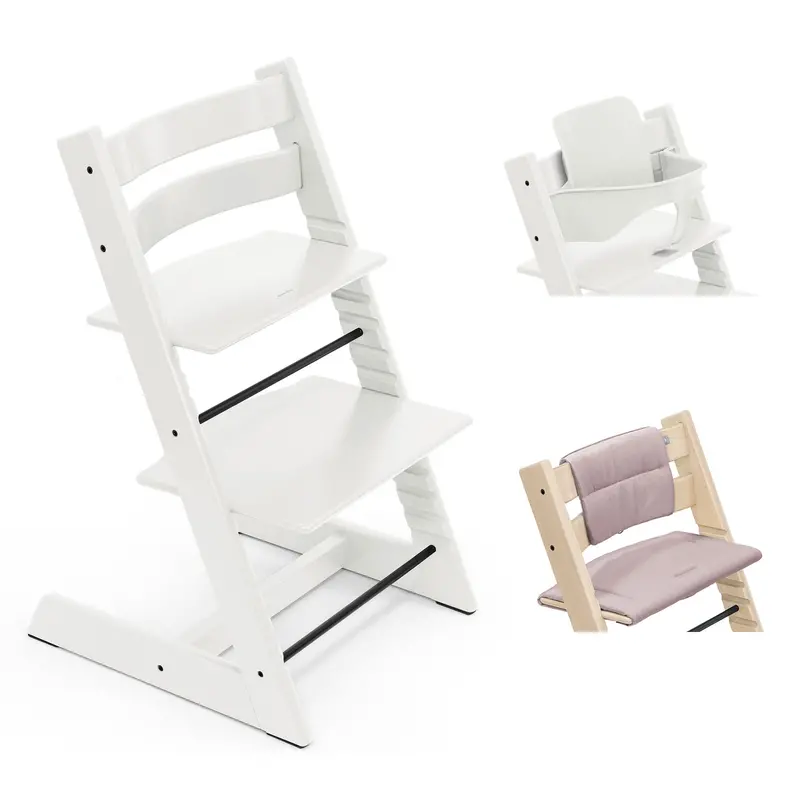 Stokke Tripp Trapp Highchair With Cushion & Baby Set In White 4