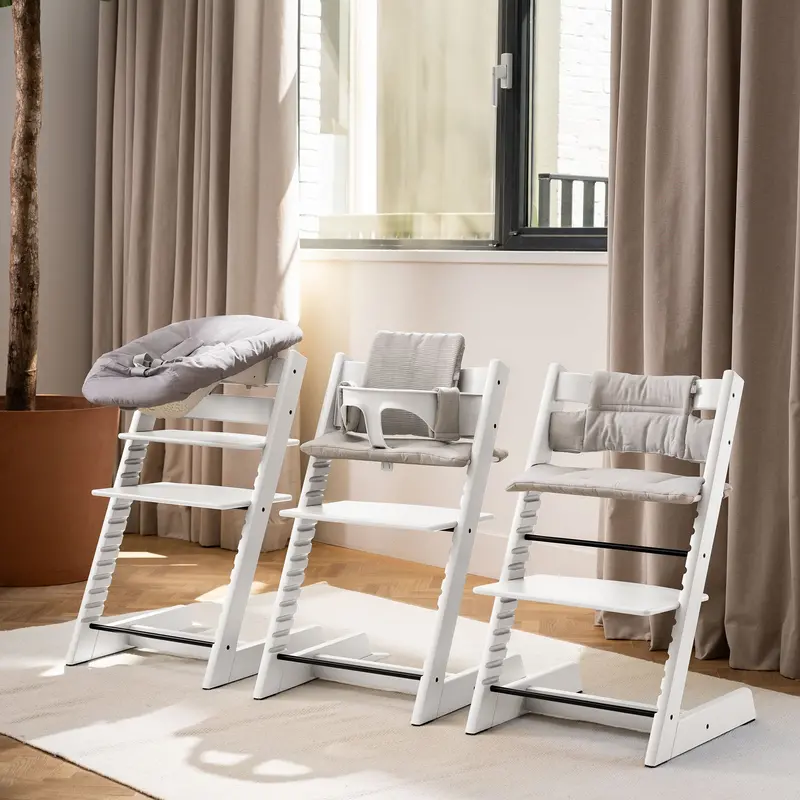 Stokke Tripp Trapp Highchair With Cushion & Baby Set In White 5