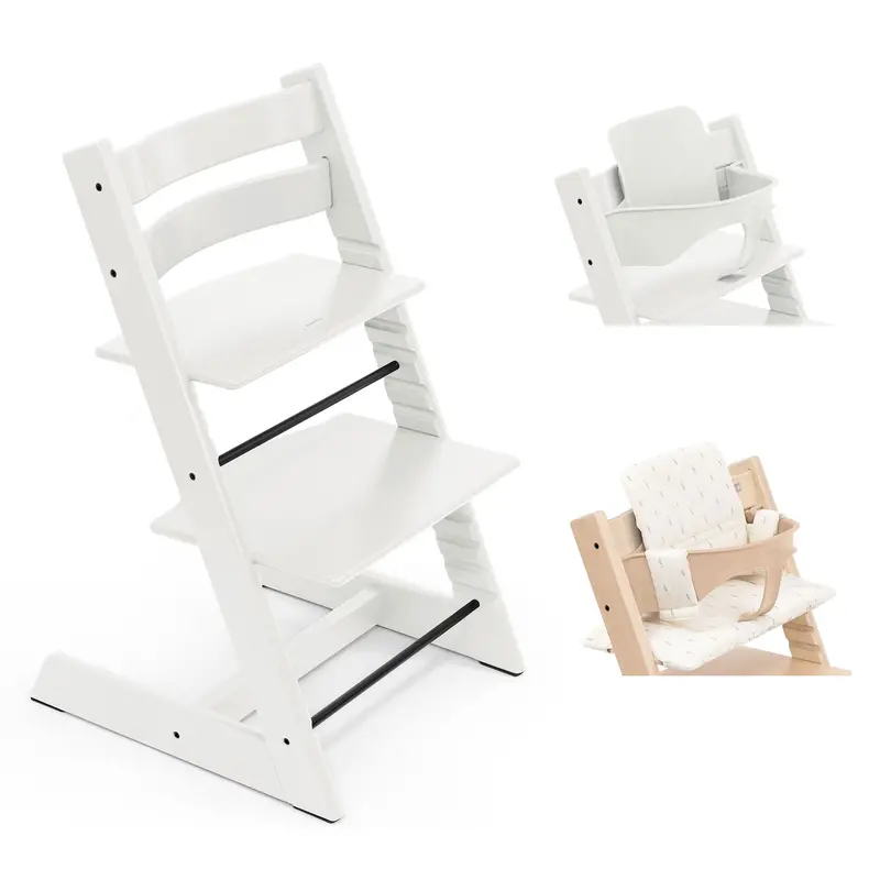 Stokke Tripp Trapp Highchair With Cushion & Baby Set In White 5