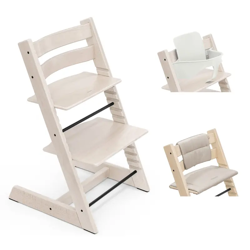 Stokke Tripp Trapp Highchair With Cushion & Baby Set In Whitewash 1