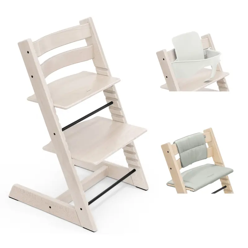 Stokke Tripp Trapp Highchair With Cushion & Baby Set In Whitewash 3