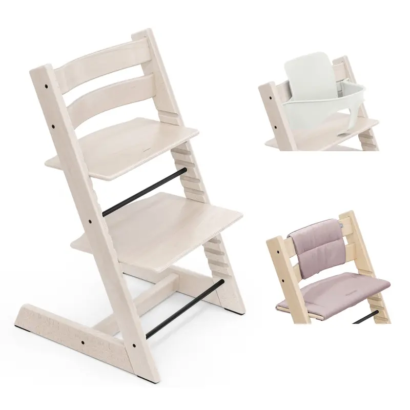 Stokke Tripp Trapp Highchair With Cushion & Baby Set In Whitewash 4