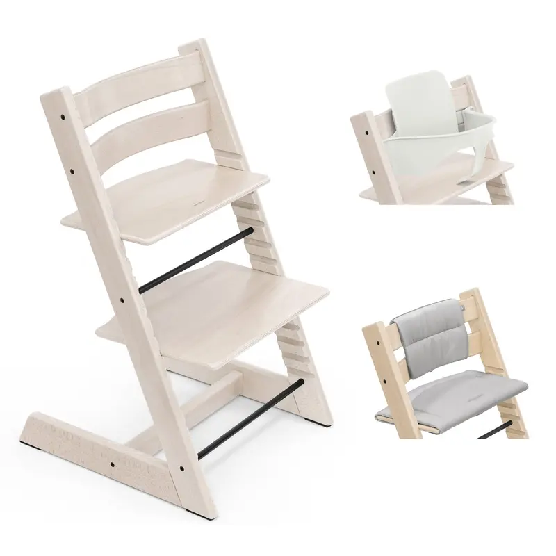Stokke Tripp Trapp Highchair With Cushion & Baby Set In Whitewash 5