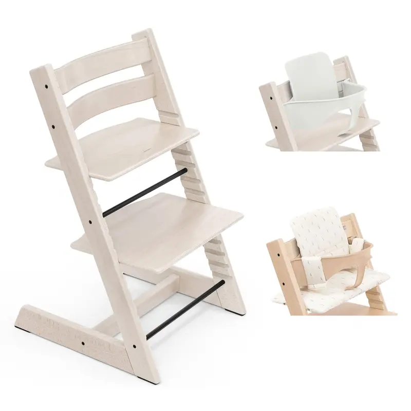 Stokke Tripp Trapp Highchair With Cushion & Baby Set In Whitewash 5