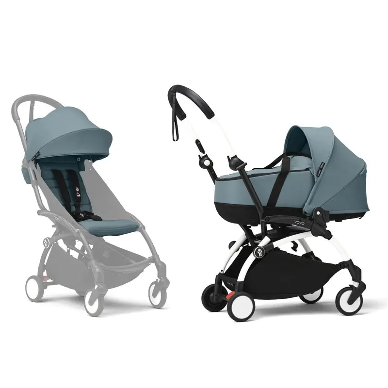 Stokke® Yoyo³ Complete Pram - White/Aqua 1