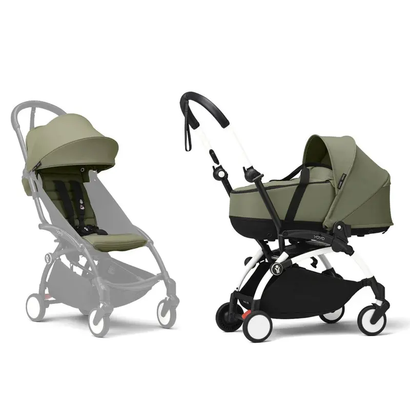 Stokke® Yoyo³ Complete Pram - White/Olive 1