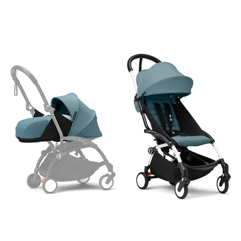 Stokke® Yoyo³ Complete Stroller - White/Aqua 1