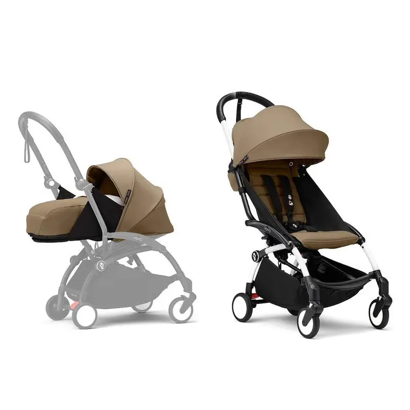 Stokke® Yoyo³ Complete Stroller - White/Toffee 1