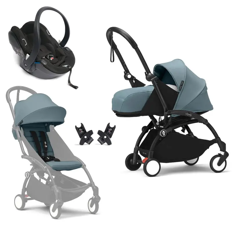Stokke® Yoyo³ Complete Travel System - Black/Aqua 1