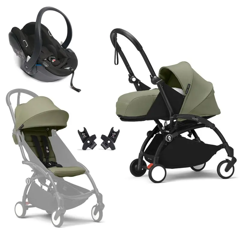 Stokke® Yoyo³ Complete Travel System - Black/Olive 1