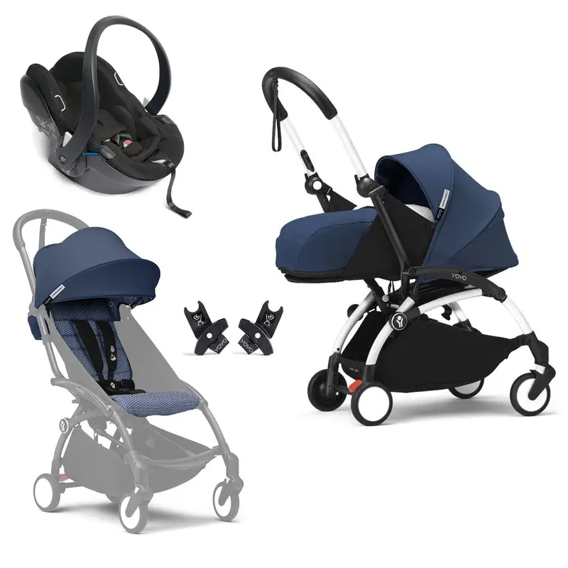 Stokke® Yoyo³ Complete Travel System - White/Air France Blue 1