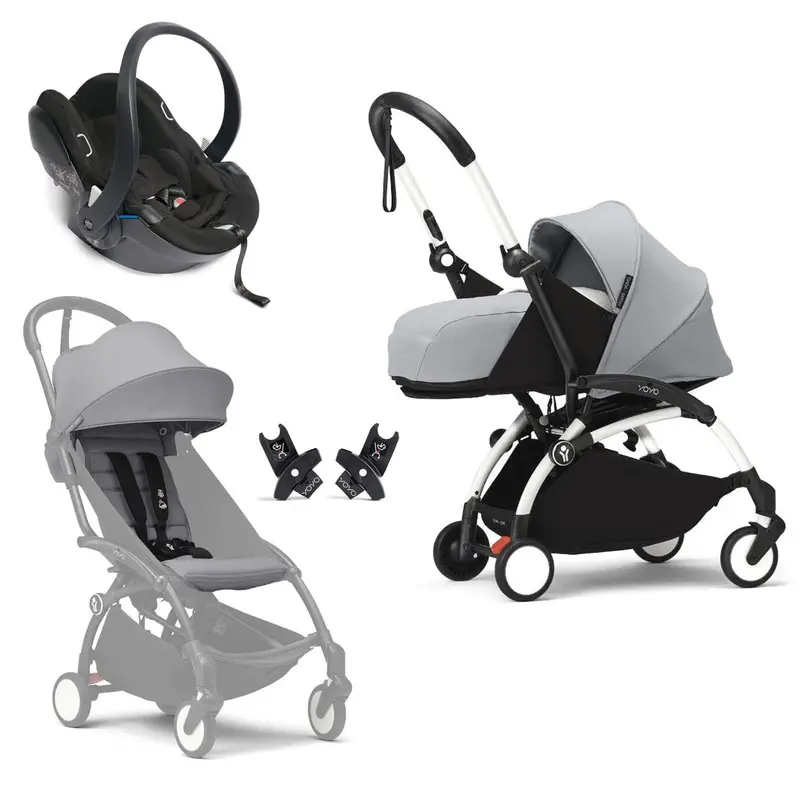 Stokke® Yoyo³ Complete Travel System - White/Stone 1