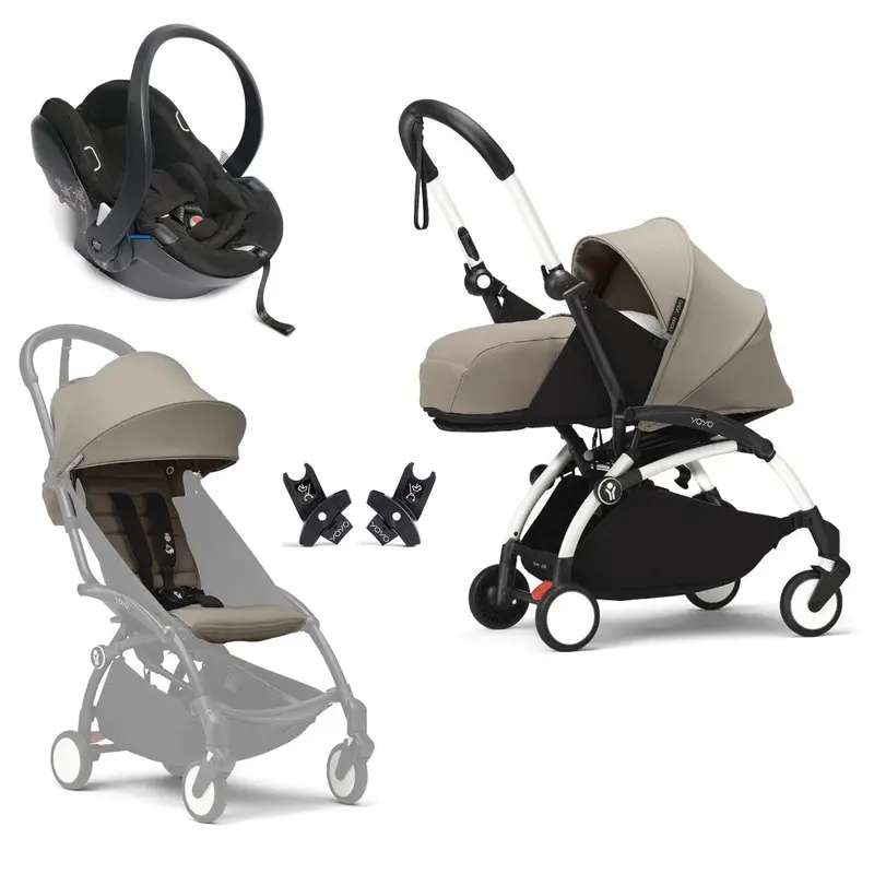 Stokke® Yoyo³ Complete Travel System - White/Taupe 1