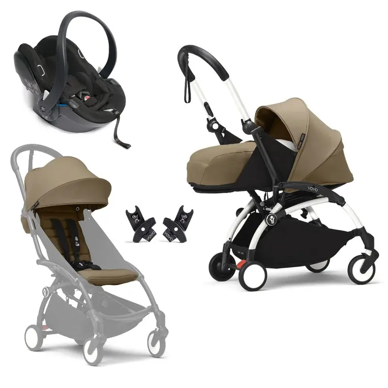 Stokke® Yoyo³ Complete Travel System - White/Toffee 1