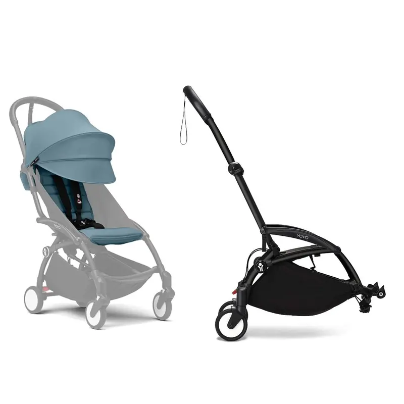 Stokke® Yoyo³ Connect & 6M+ Colour Pack Bundle Black Frame - Aqua 1