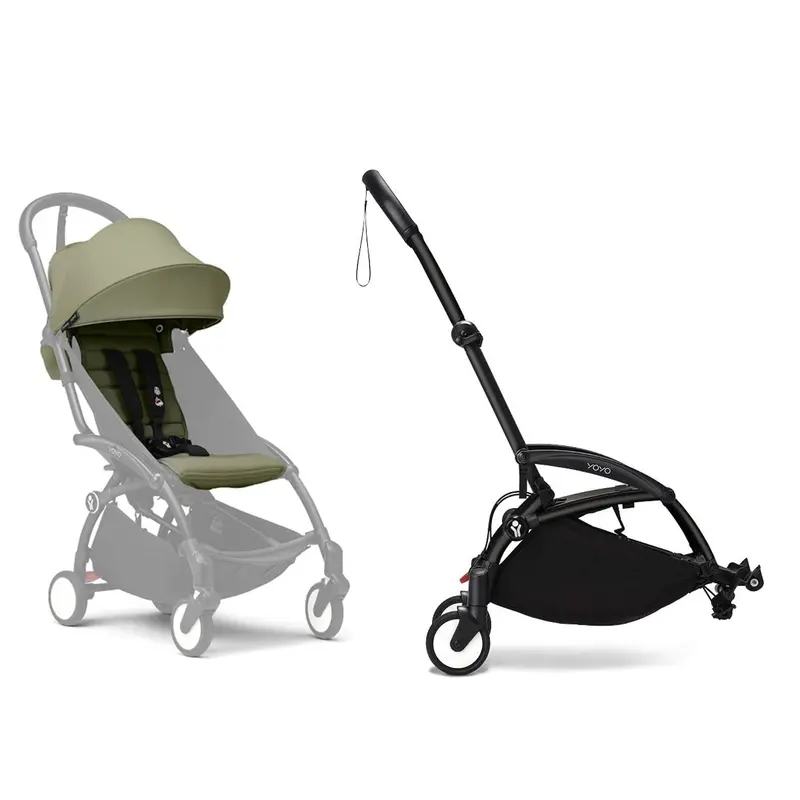 Stokke® Yoyo³ Connect & 6M+ Colour Pack Bundle Black Frame - Olive 1