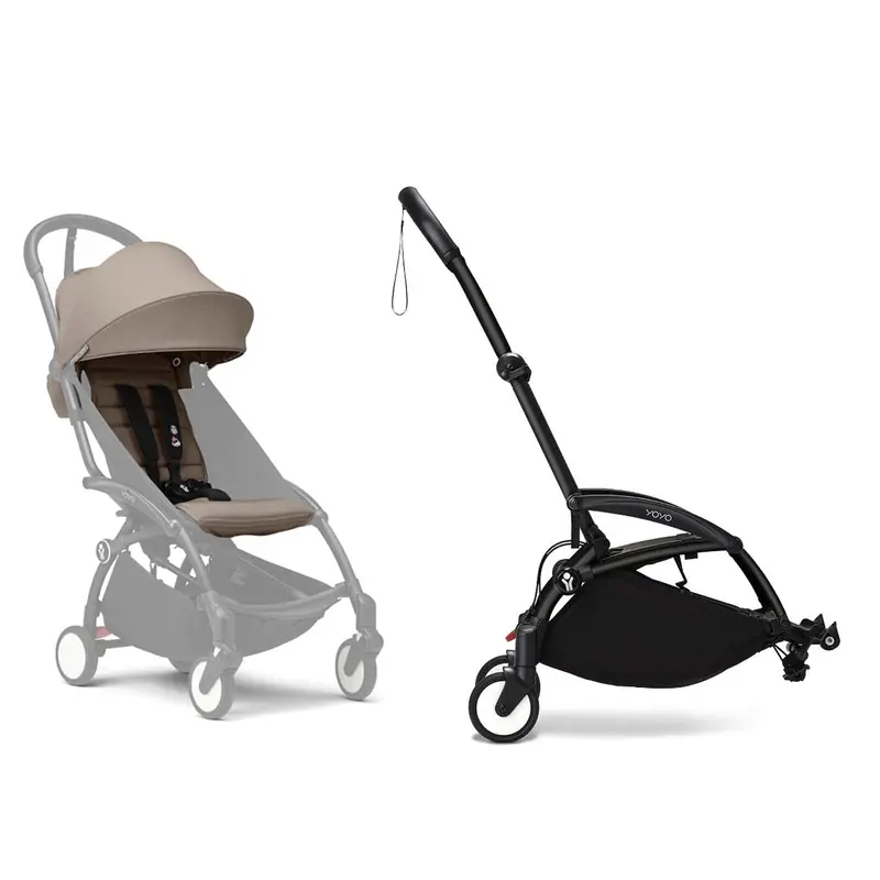 Stokke® Yoyo³ Connect & 6M+ Colour Pack Bundle Black Frame - Taupe 1