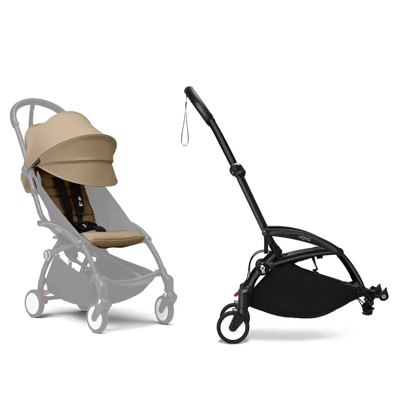 Stokke® Yoyo³ Connect & 6M+ Colour Pack Bundle Black Frame - Toffee 1