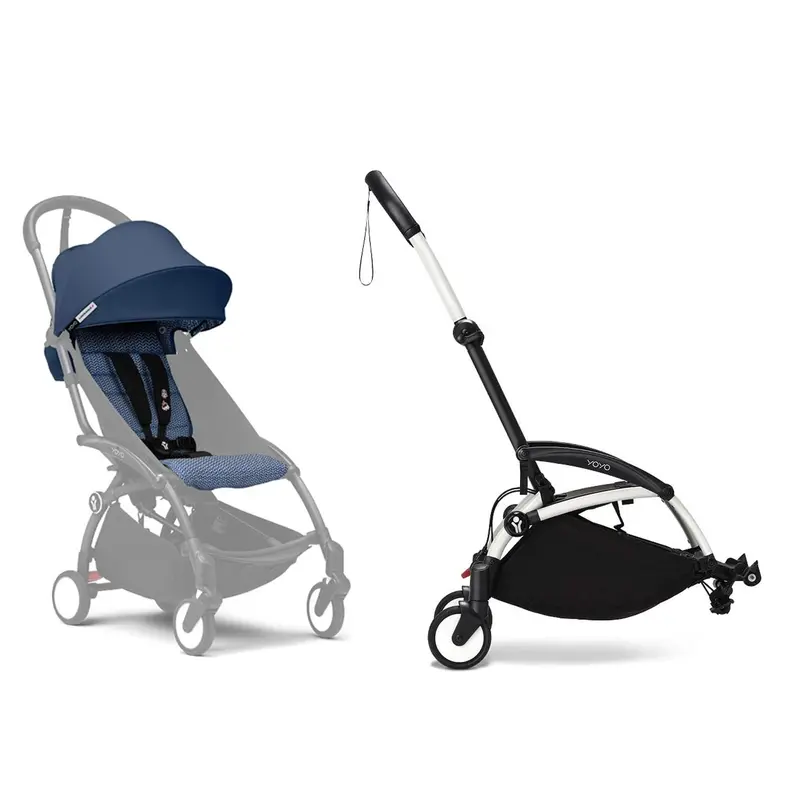 Stokke® Yoyo³ Connect & 6M+ Colour Pack Bundle White Frame - Air France Blue 1