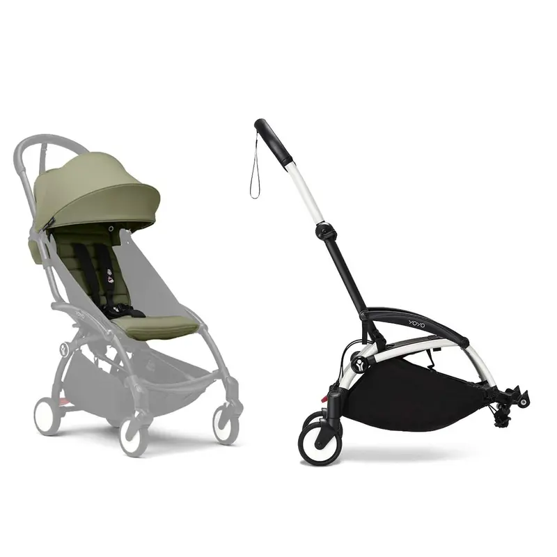 Stokke® Yoyo³ Connect & 6M+ Colour Pack Bundle White Frame - Olive 1