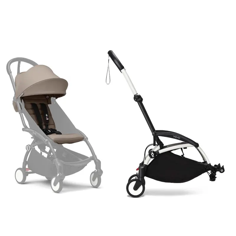 Stokke® Yoyo³ Connect & 6M+ Colour Pack Bundle White Frame - Taupe 1