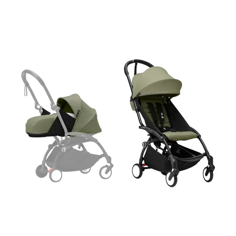 Stokke Yoyo³ Newborn Pack To Toddler Bundle - Olive Color Pack & Black Frame 1