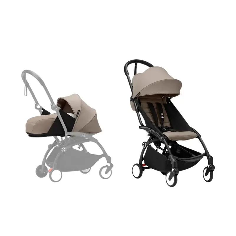 Stokke Yoyo³ Newborn Pack To Toddler Bundle - Taupe Color Pack & Black Frame 1