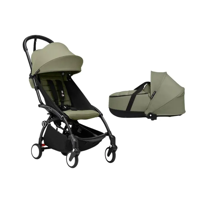 Stokke Yoyo³ Newborn Shell To Toddler Bundle - Olive Color Pack & Black Frame 1