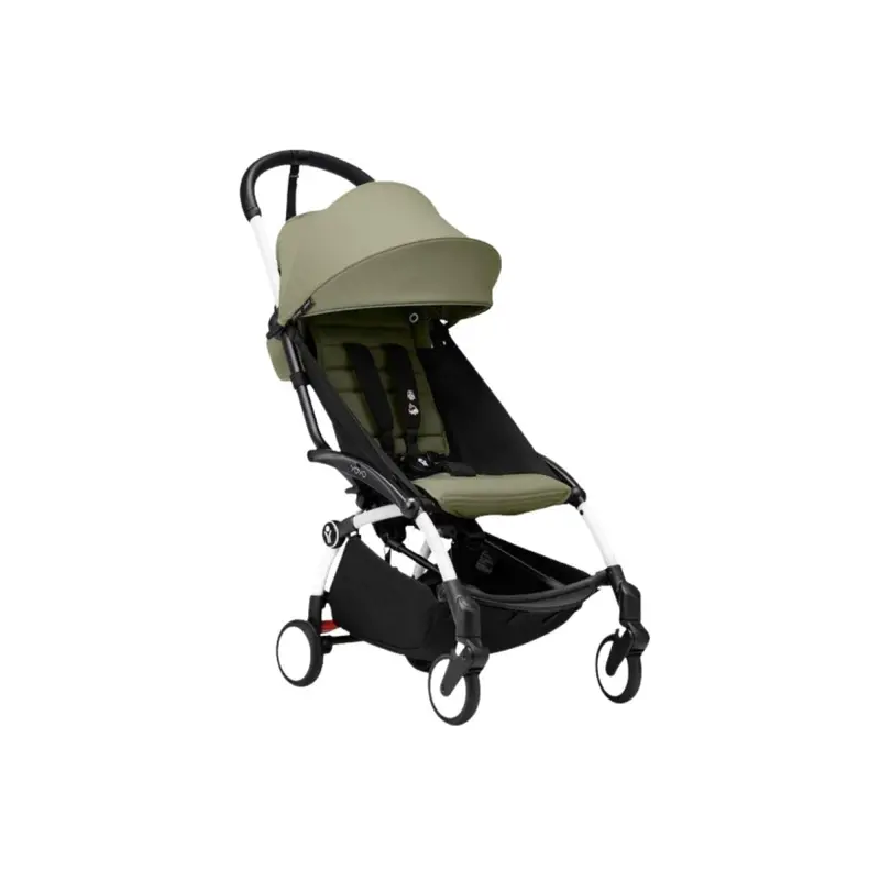 Stokke Yoyo³ Newborn Shell To Toddler Bundle - Olive Color Pack & White Frame 2