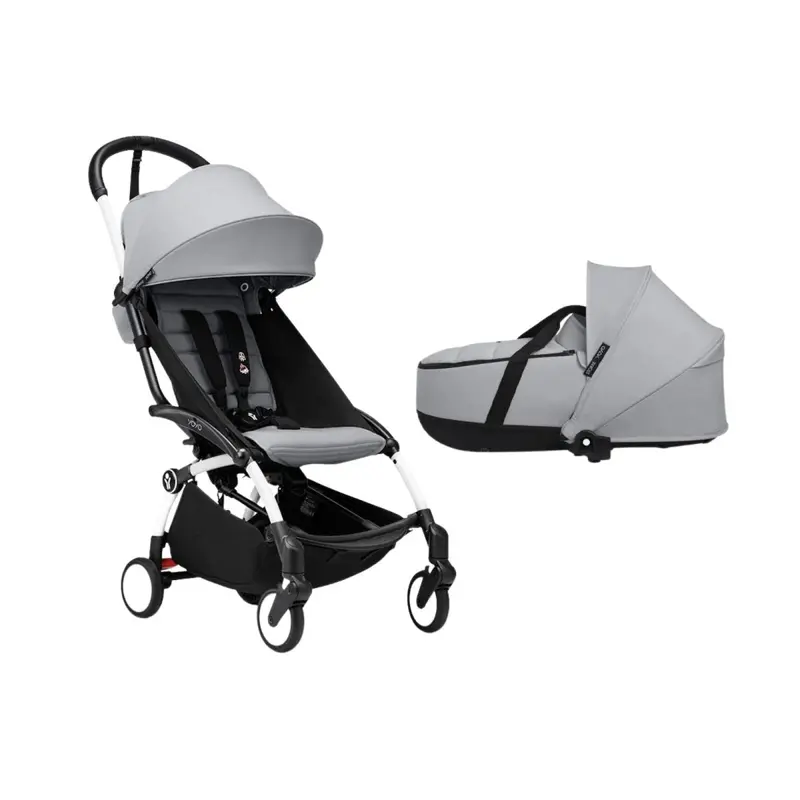 Stokke Yoyo³ Newborn Shell To Toddler Bundle - Stone Color Pack & White Frame 1