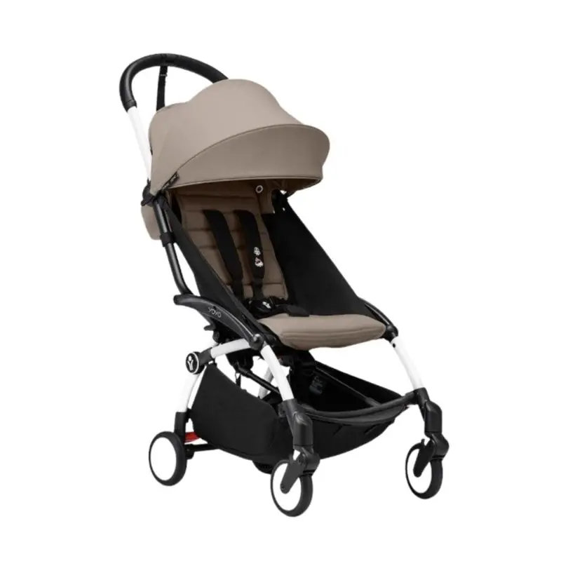Stokke Yoyo³ Newborn Shell To Toddler Bundle - Taupe Color Pack & White Frame 2